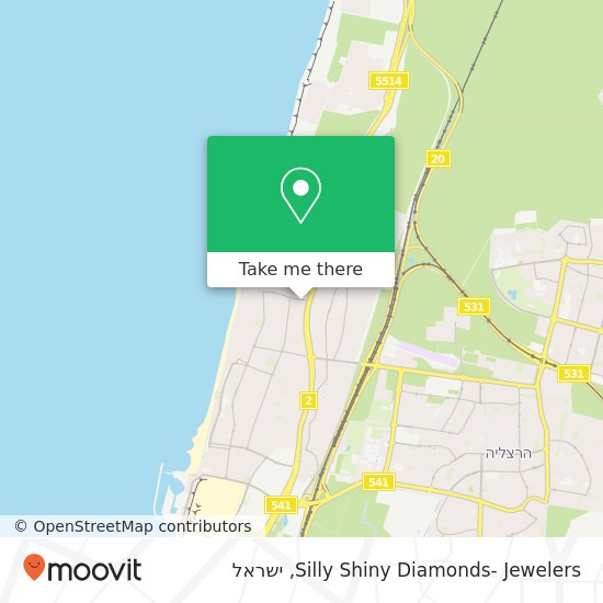 מפת Silly Shiny Diamonds- Jewelers, הפועל הרצליה פיתוח, הרצליה, 46625