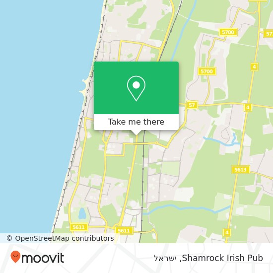 מפת Shamrock Irish Pub, 2 בן ציון, נתניה, 42000