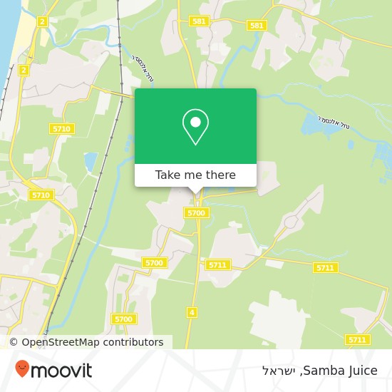מפת Samba Juice, משמר השרון, 40270