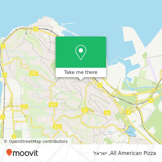 מפת All American Pizza, בר כוכבא חיפה, חיפה, 30000