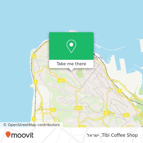 מפת Tibi Coffee Shop, חורשה כרמל צפוני, חיפה, 34371