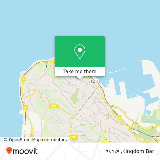 מפת Kingdom Bar, שדרות המגינים 95 המושבה הגרמנית, חיפה, 35023
