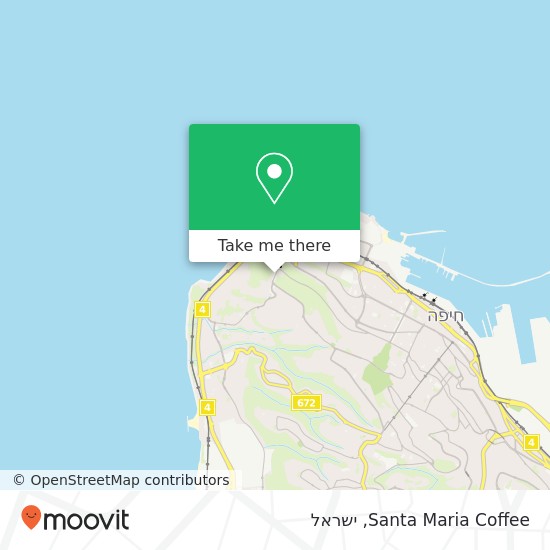 מפת Santa Maria Coffee, דרך סטלה מריס כרמל צרפתי, חיפה, 30000