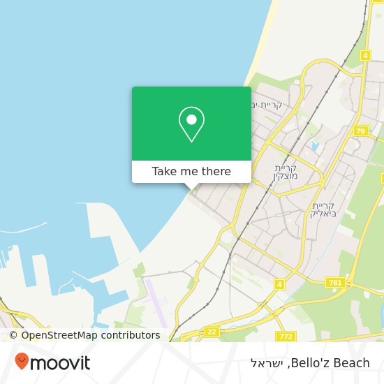 מפת Bello'z Beach, קרית חיים מערבית, חיפה, 30000 ישראל