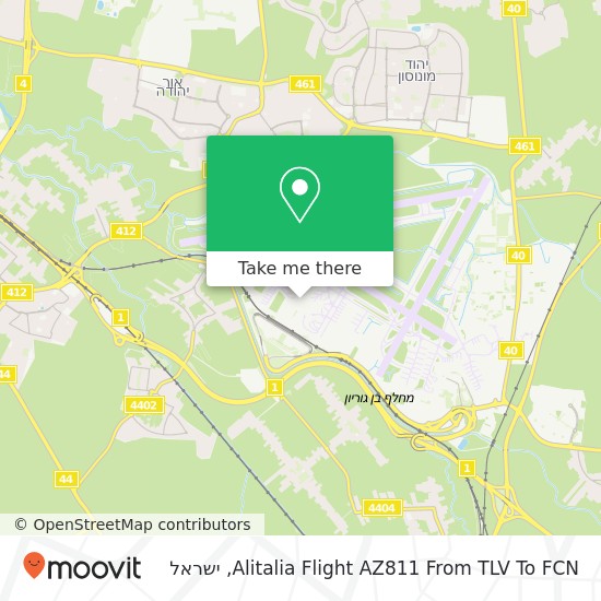 מפת Alitalia Flight AZ811 From TLV To FCN