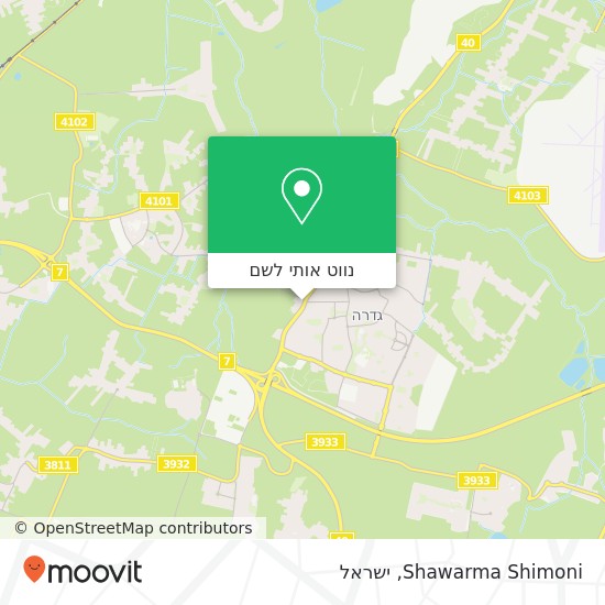 מפת Shawarma Shimoni