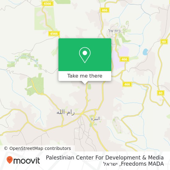 מפת Palestinian Center For Development & Media Freedoms MADA