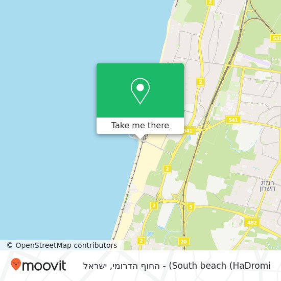 מפת South beach (HaDromi) - החוף הדרומי