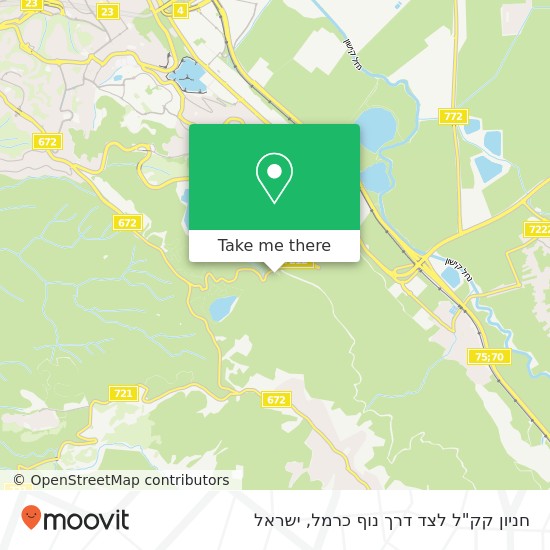 מפת חניון קק"ל לצד דרך נוף כרמל