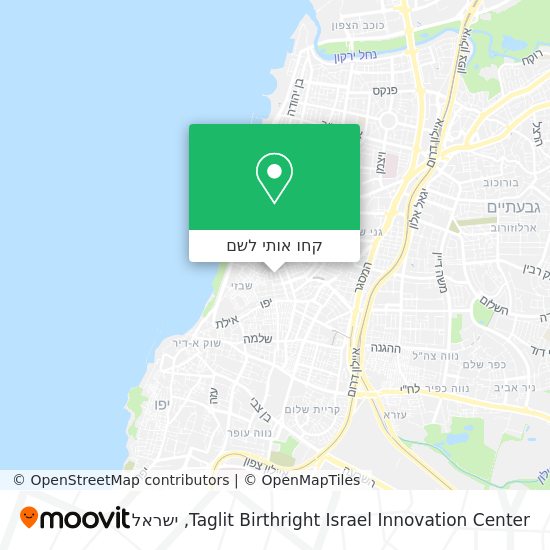 מפת Taglit Birthright Israel Innovation Center