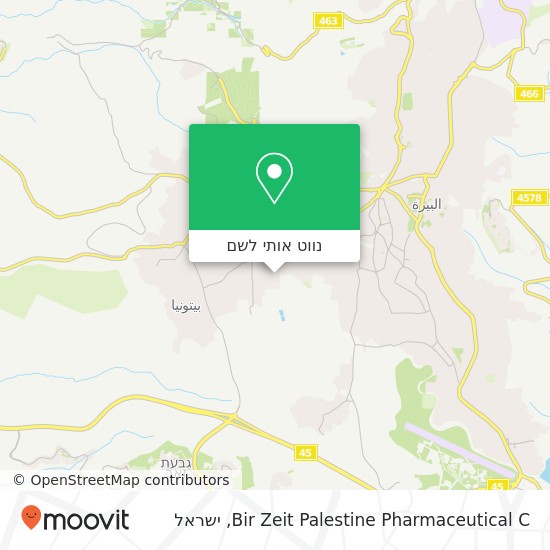 מפת Bir Zeit Palestine Pharmaceutical C