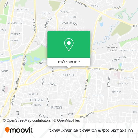 מפת רח' זאב ז'בוטינסקי & רבי ישראל אבוחצירא