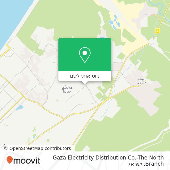 מפת Gaza Electricity Distribution Co.-The North Branch