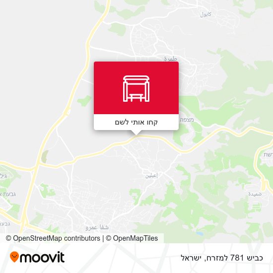 מפת כביש 781 למזרח