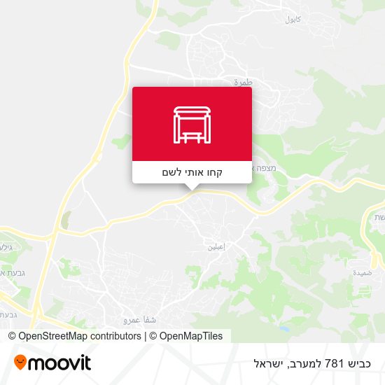 מפת כביש 781 למערב