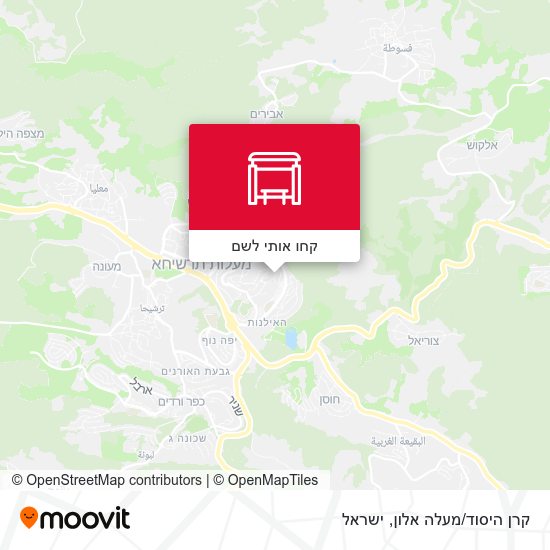 מפת קרן היסוד/מעלה אלון