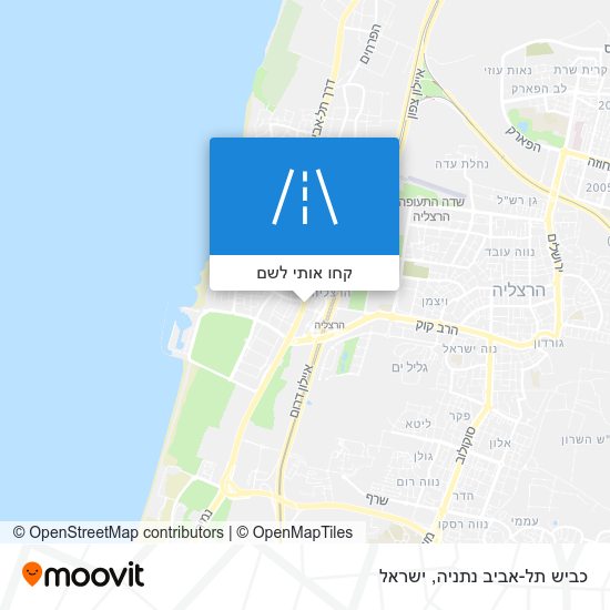 מפת כביש תל-אביב נתניה