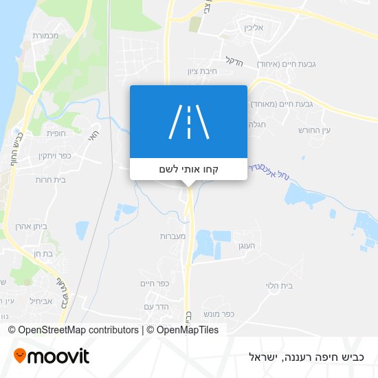 מפת כביש חיפה רעננה