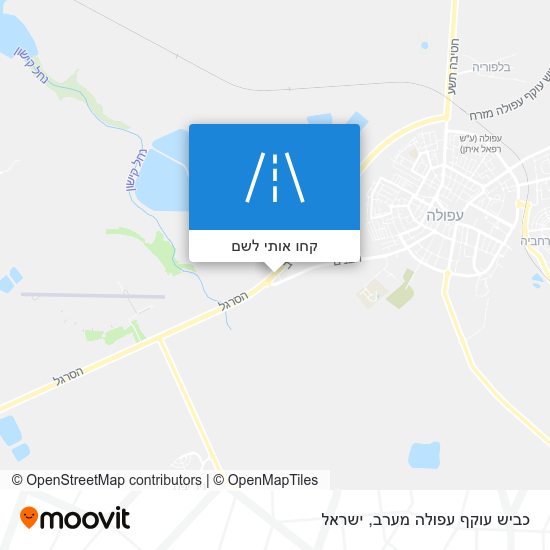 מפת כביש עוקף עפולה מערב