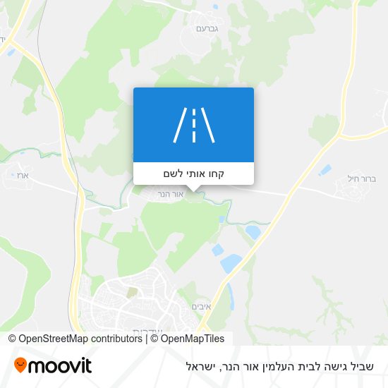 מפת שביל גישה לבית העלמין אור הנר