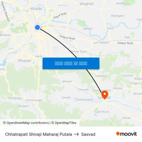 छत्रपति शिवाजी महाराज पुतळा to सासवड map