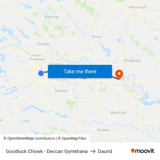 Goodluck Chowk - Deccan Gymkhana to दौंड map