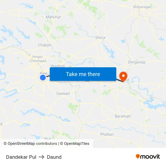 Dandekar Pul to दौंड map