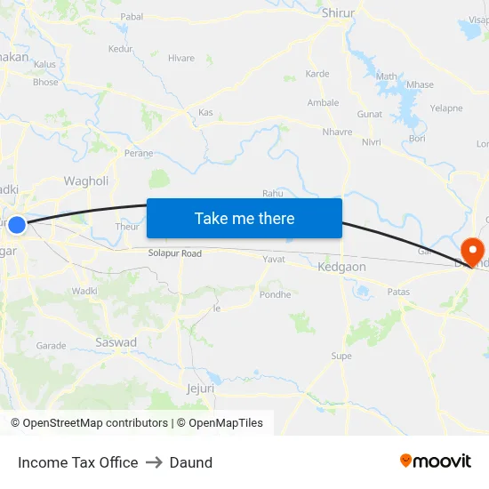 आयकर कार्यालय to दौंड map