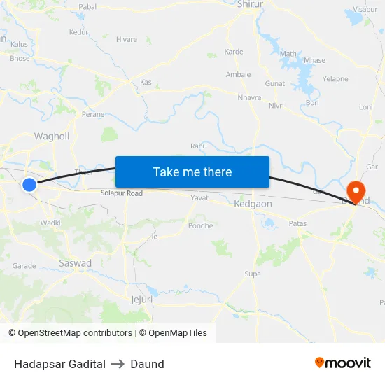 हडपसर गडीटाल to दौंड map