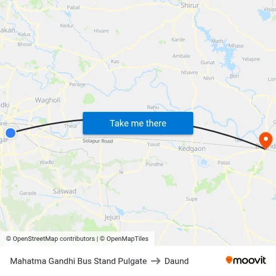 महात्मा गांधी बस स्टैंड पुलगेट to दौंड map