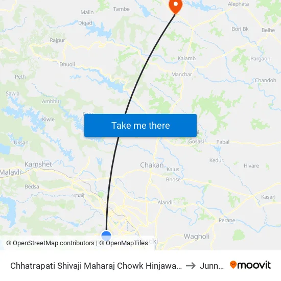 Shivaji Maharaj Chowk Hinjawadi to Junnar map
