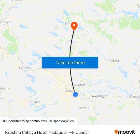 Krishna Chhaya Hotel to Junnar map