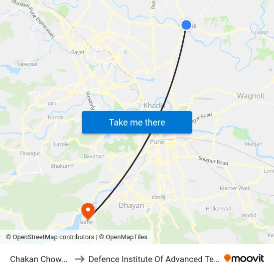Chakan Chowk Alandi to Defence Institute Of Advanced Technology Diat map