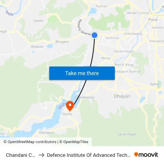 Chandani Chowk to Defence Institute Of Advanced Technology Diat map