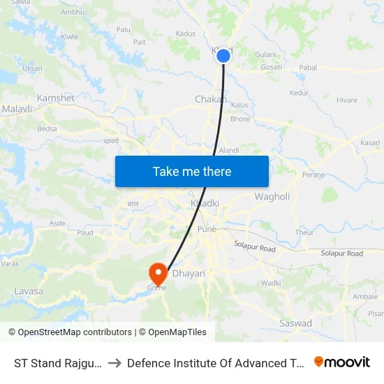 ST Stand Rajgurunagar to Defence Institute Of Advanced Technology Diat map