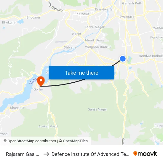 राजाराम गैस एजेंसी to रक्षा उन्नत प्रौद्योगिकी संस्थान map
