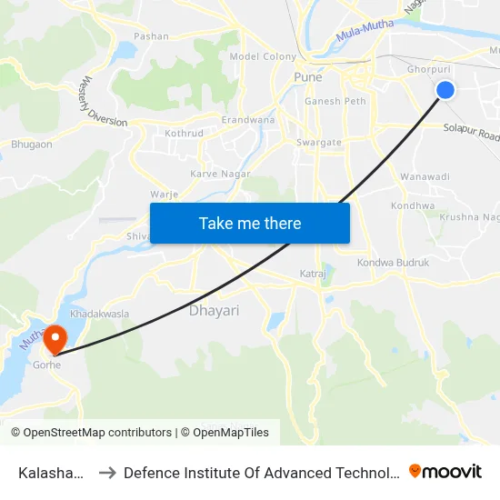 कलाशंकर to रक्षा उन्नत प्रौद्योगिकी संस्थान map