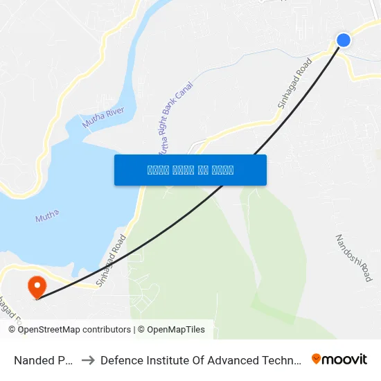 नांदेड फाटा to रक्षा उन्नत प्रौद्योगिकी संस्थान map
