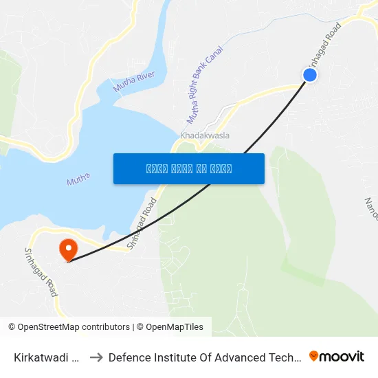 किरकटवाडी फाटा to रक्षा उन्नत प्रौद्योगिकी संस्थान map