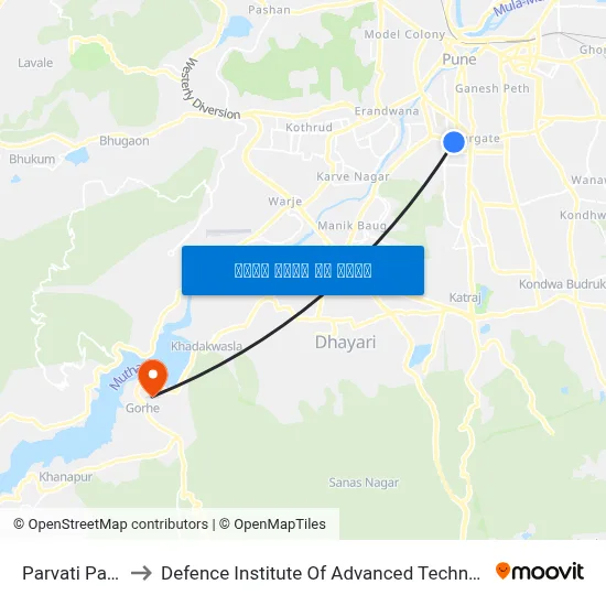 पार्वती पायथा to रक्षा उन्नत प्रौद्योगिकी संस्थान map