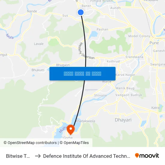 बिटवाइज टॉवर to रक्षा उन्नत प्रौद्योगिकी संस्थान map