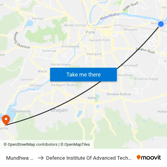 मुंढवा गाँव to रक्षा उन्नत प्रौद्योगिकी संस्थान map
