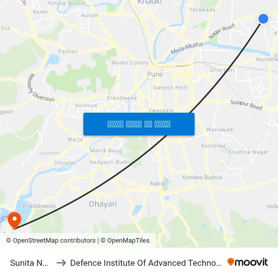 सुनीता नगर to रक्षा उन्नत प्रौद्योगिकी संस्थान map