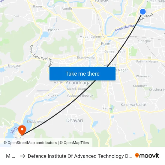 M 23 to रक्षा उन्नत प्रौद्योगिकी संस्थान map