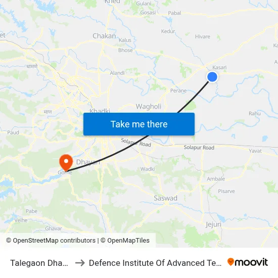 Talegaon Dhamdhere to Defence Institute Of Advanced Technology Diat map