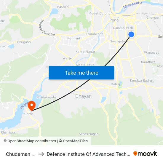 Chudaman Talim to Defence Institute Of Advanced Technology Diat map