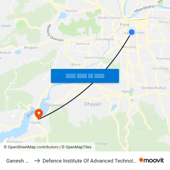 Ganesh Peth to Defence Institute Of Advanced Technology Diat map