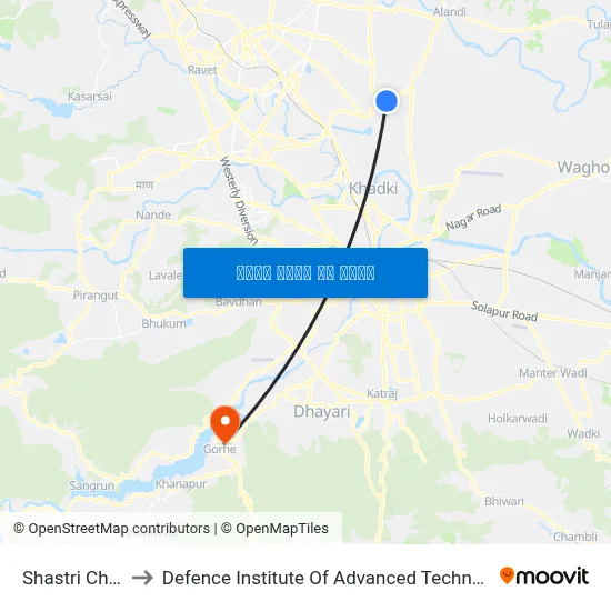 Shastri Chowk to Defence Institute Of Advanced Technology Diat map