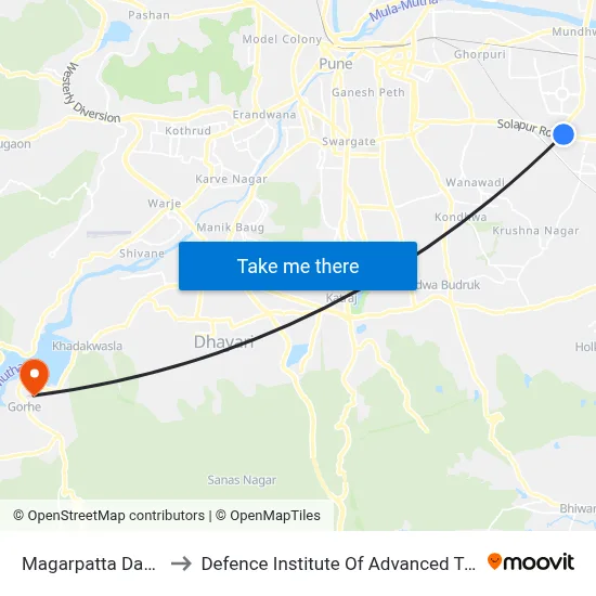मगरपट्टा दवाखाना to रक्षा उन्नत प्रौद्योगिकी संस्थान map