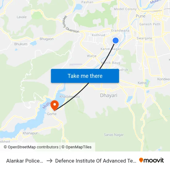 अलंकार पुलिस स्टेशन to रक्षा उन्नत प्रौद्योगिकी संस्थान map